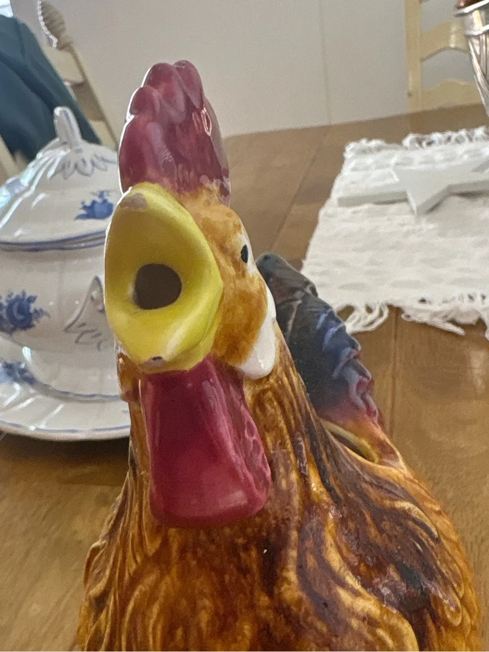 Vintage Ceramic Rooster Pitcher / Vase Farmhouse Country Decor